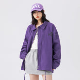 Unisex Jacket Workwear Jacket Lapel Loose Motorcycle Jacket